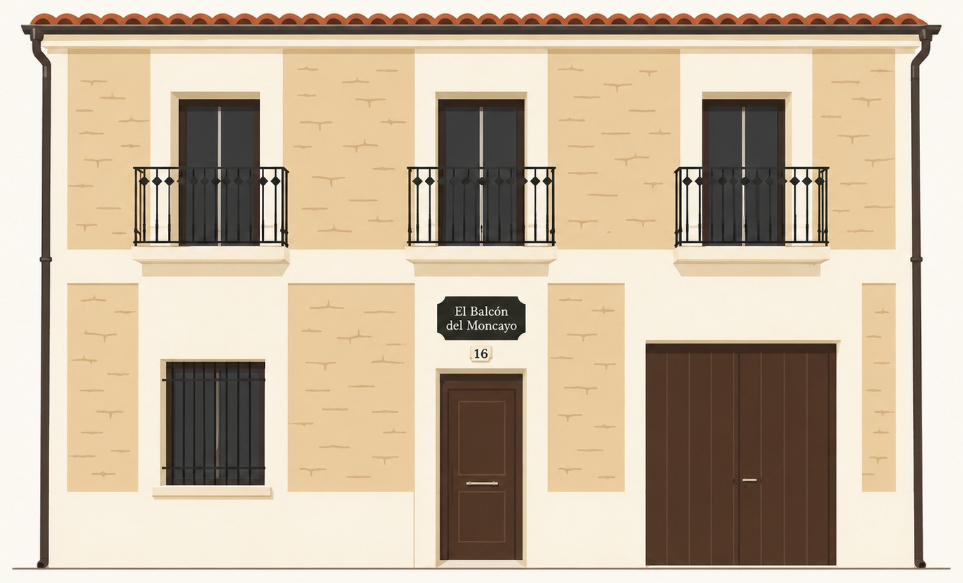 Illustratie van de gevel van El Balcón del Moncayo, landhuis in Fustiñana