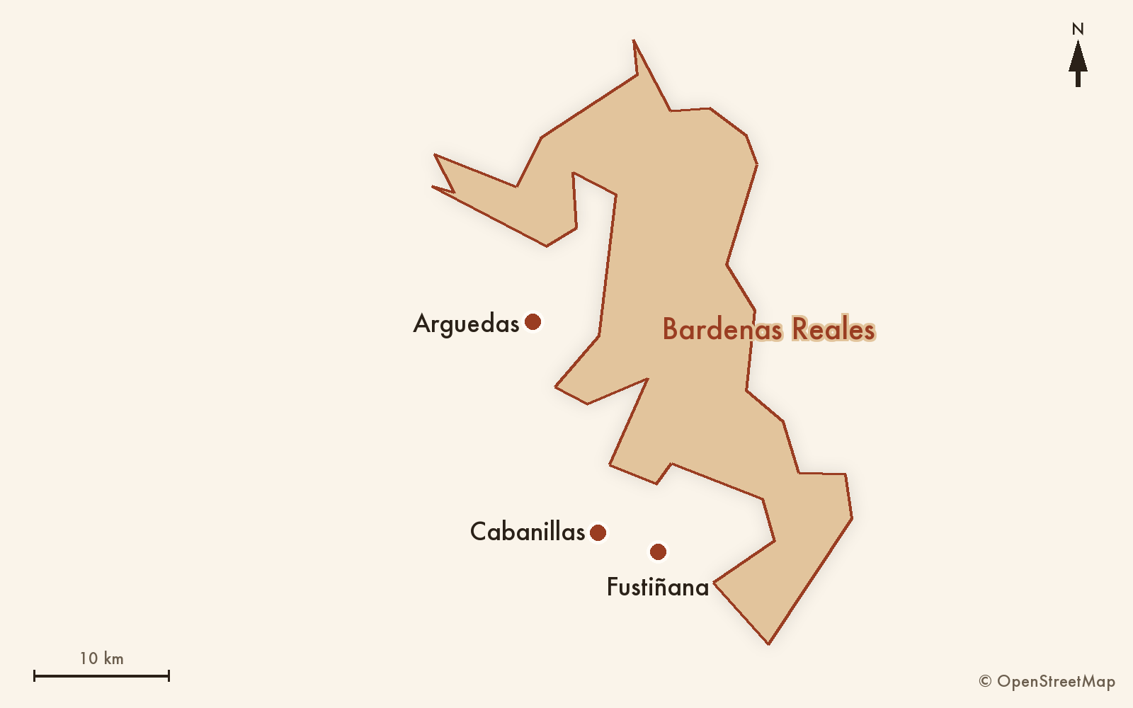 Carte du parc et des aires de camping-car d’Arguedas, Cabanillas et Fustiñana